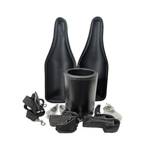 CaddyO Leather Wine Tote & Iceless Bottle Chiller W/ Accessories And Strap Black